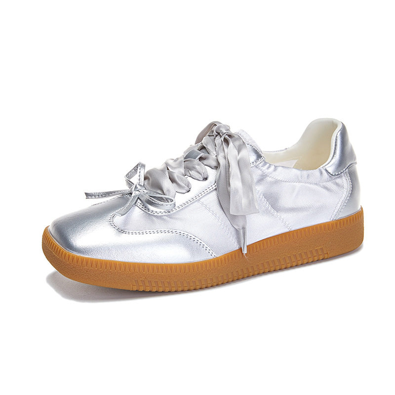 真皮阿甘鞋女2025夏季新款方头平底运动鞋女士休闲单鞋百搭德训鞋