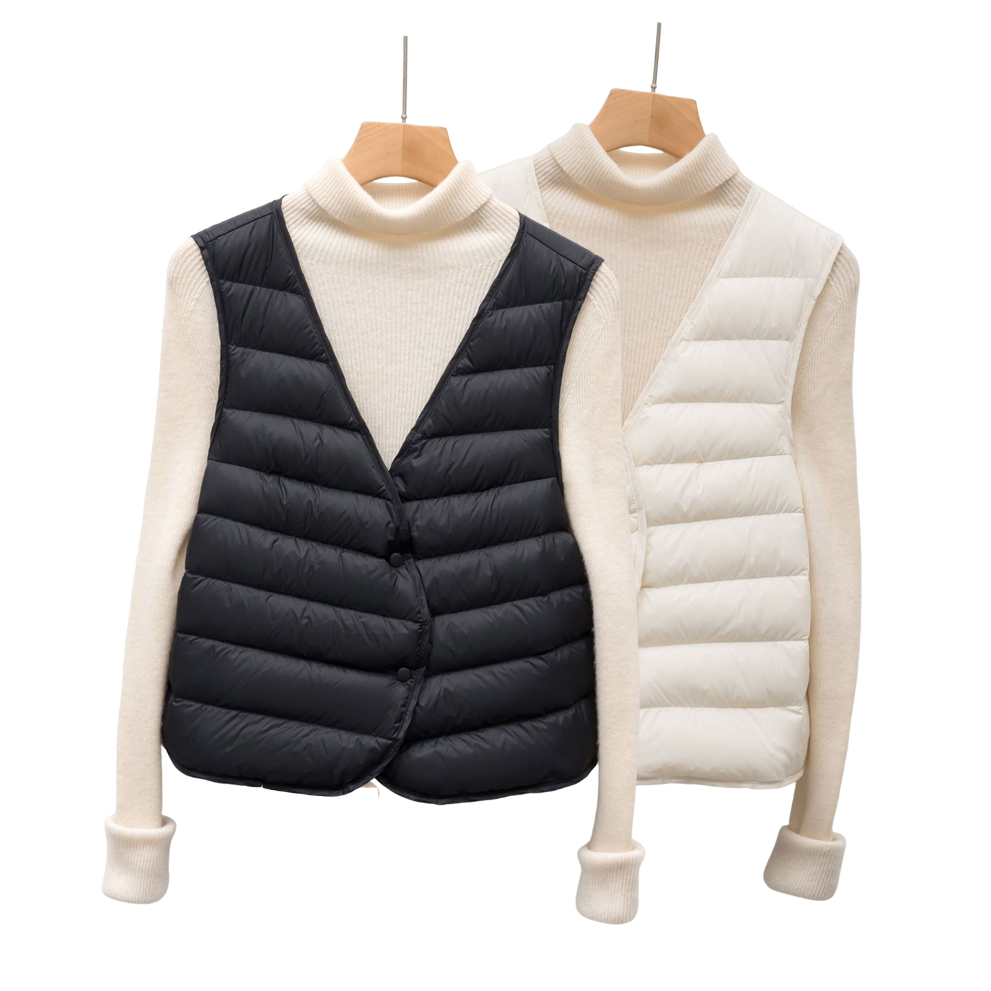 女士轻薄羽绒马甲V领90鹅绒