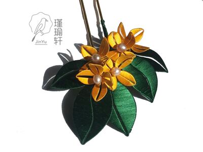 瑾瑜轩两支包邮丨原创桂花缠花发簪古风配饰