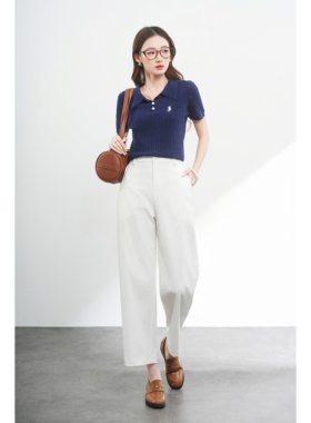 【小乐专享】D307春季新款时尚百搭九分直筒裤高级感休闲女裤显瘦