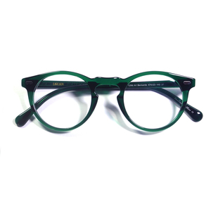 素颜高级感绿框眼镜 女圆框透明板材墨绿色洋气眼镜框配度数