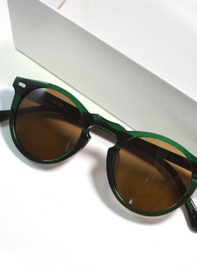 潮搭圆个性女绿框太阳镜