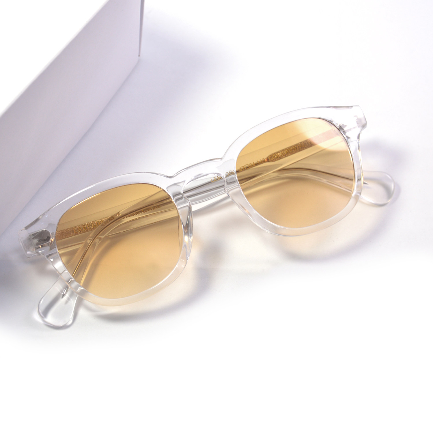 潮男造型透明墨镜 男士痞帅香槟浅色板材非偏光太阳镜防紫外线