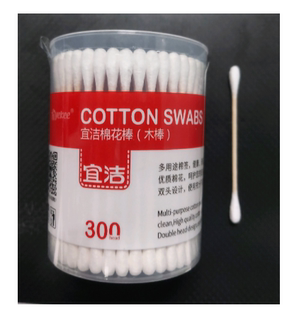 宜洁双头棉签木棒棉花清洁化妆棉棒双用圆头掏耳朵150只筒装 9900