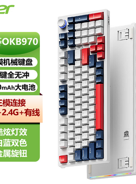 宏碁OKB970三模机械键盘RGB发光96键全键无冲充电游戏办公通用