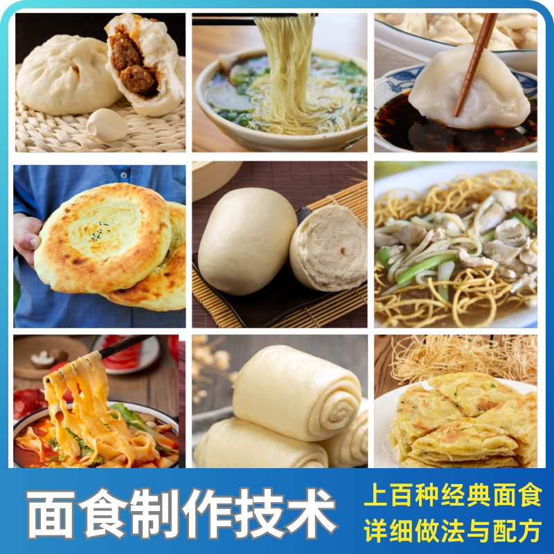 面食做法大全花样家常馒头包子配方面条葱油饼杠头老面视频教程