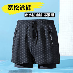 胖男生温泉游泳衣短裤 青少年泳裤 男宽松防尴尬平角初高中学生大码