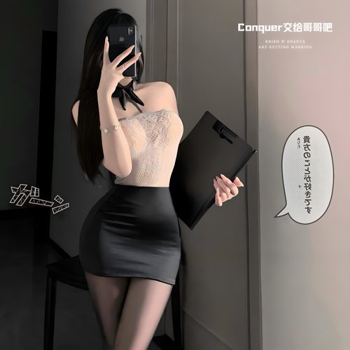 透视网衣教师制服性感紧身包臀裙