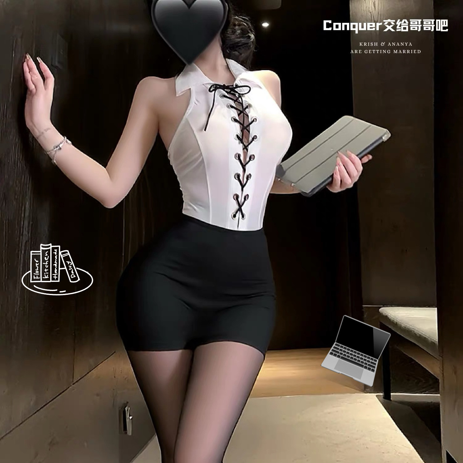 禁欲私教 性感诱惑OL秘书制服cos角色扮演紧身包臀裙qqny情趣套装