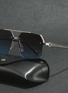 2025跨境热款双粱方形太阳镜欧美个性简约半框飞行员时尚墨镜男女