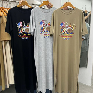 韩国大码女装新款短袖长款睡裙女夏季过膝懒人沙滩长裙网红连衣裙