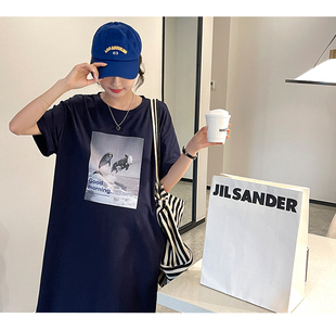 夏款 孕妇装 宽松懒人长裙短袖 大码 旅游度假风睡裙女 肥胖连衣裙夏季