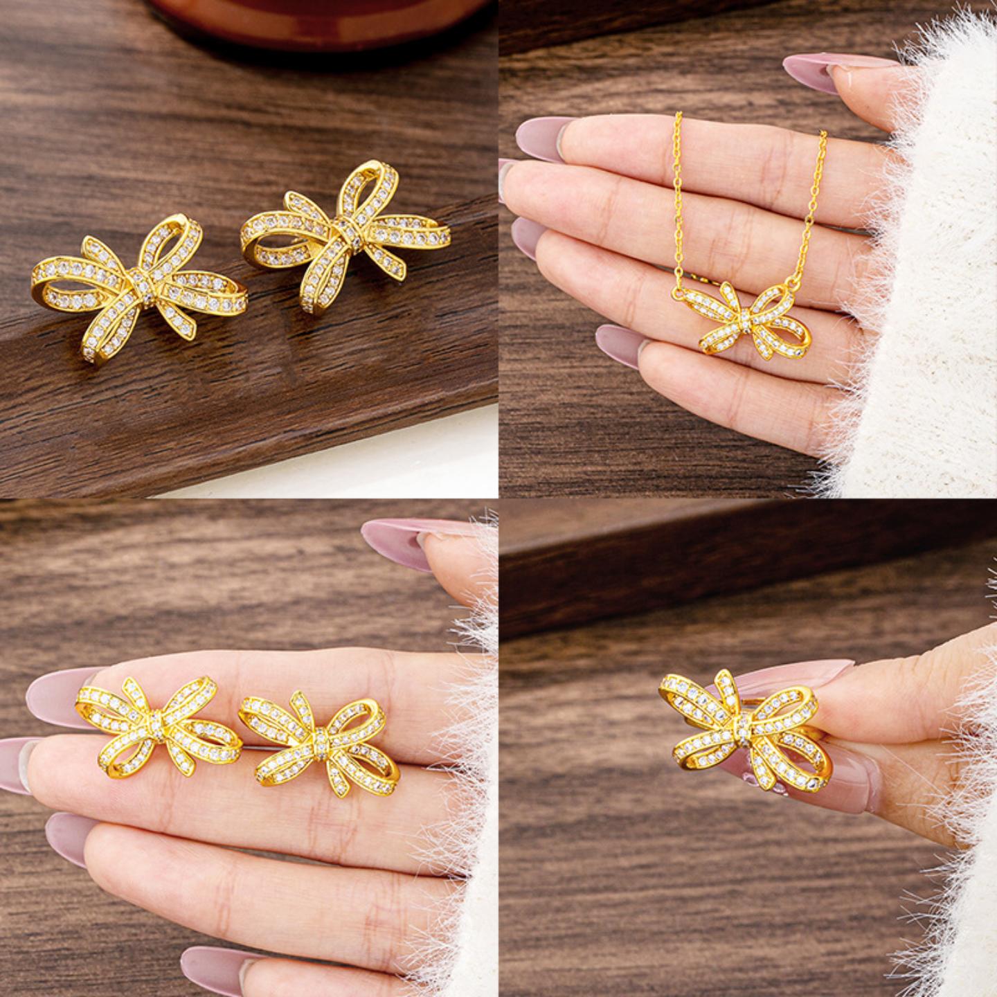 日韩风点钻蝴蝶结饰品套装