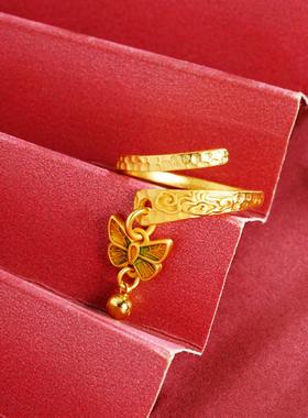 越南沙金蝴蝶祥云流苏指环