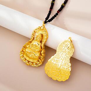 越南沙金宫廷风如来佛祖吊坠复古福字项链女国潮久不掉色饰品