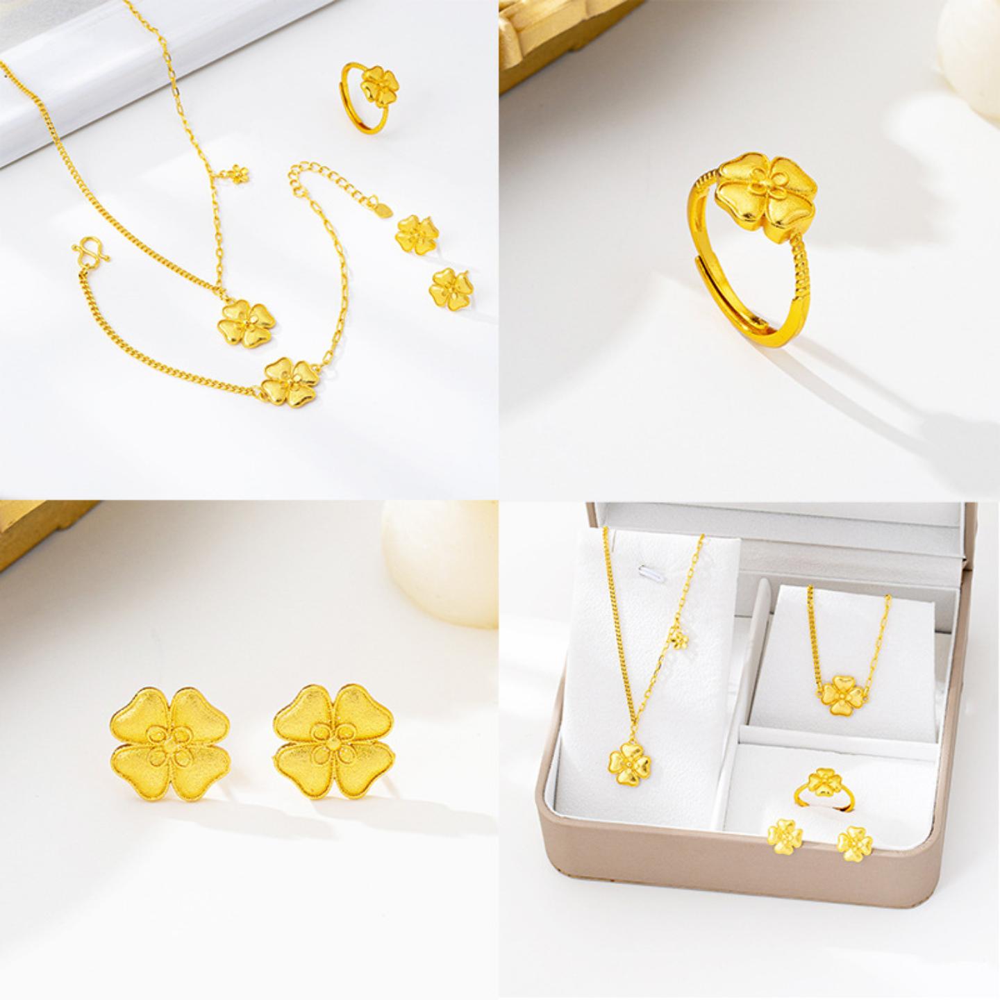 越南沙金四叶花饰品套装