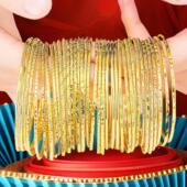 国潮越南沙金手鐲轻奢风简约素圈手环女铜镀金仿真久不掉色手饰品