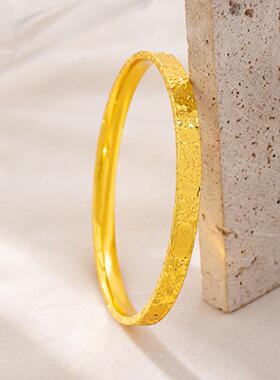 越南沙金碎碎冰富贵手镯女新中式