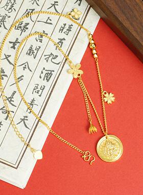 越南沙金黄财神古法锁骨链｜国潮
