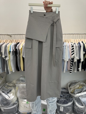 韩国M26K811高级感休闲拼接屁帘侧口袋搭片工装裤女假两件阔腿裤