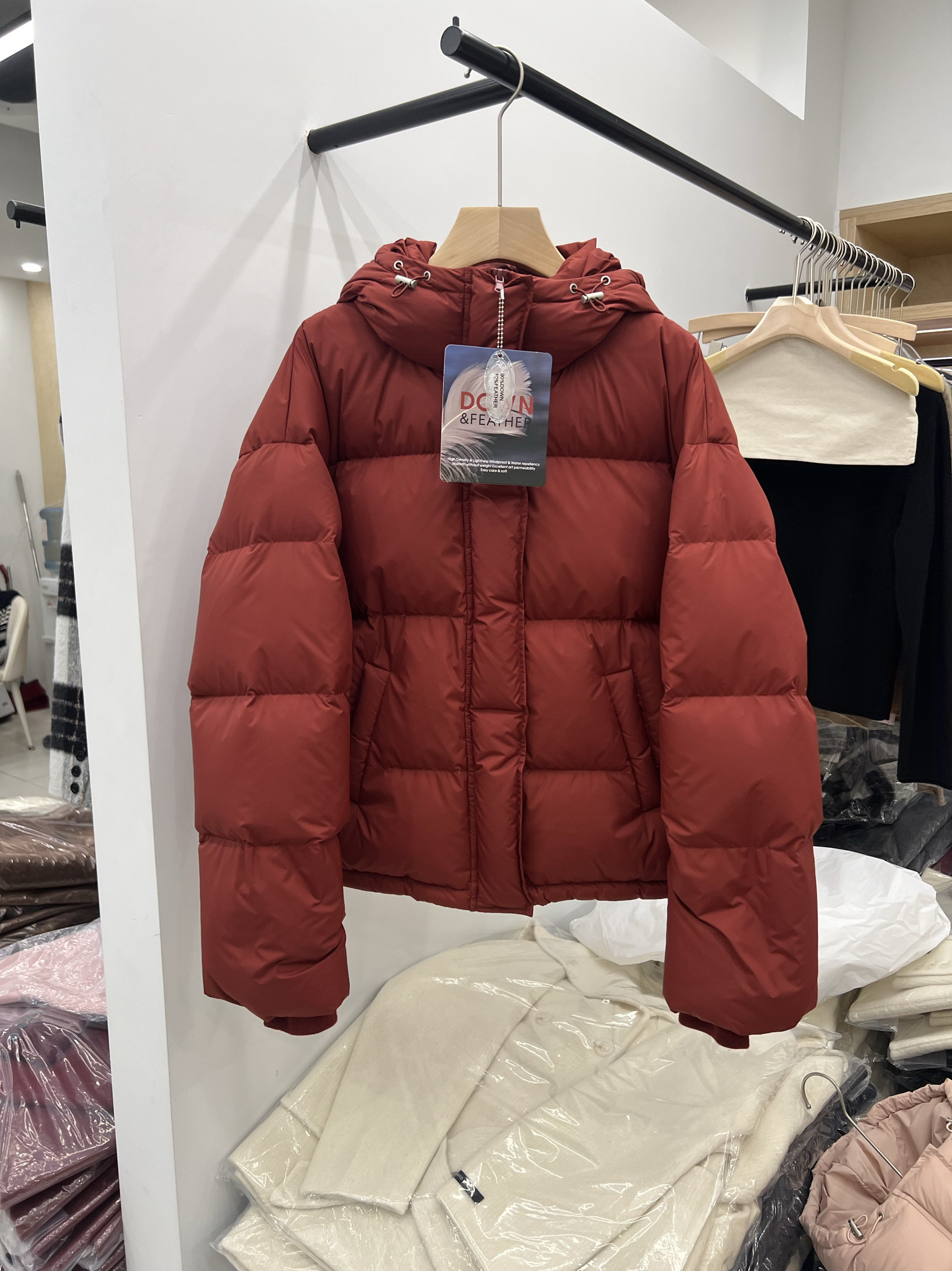 韩国BY MIN时尚设计感连帽加厚90白鸭绒羽绒服外套休闲保暖面包服