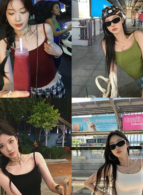 张贝贝ibell抗菌依翡丝高弹胸垫一体式吊带女U领修身显瘦白色背心