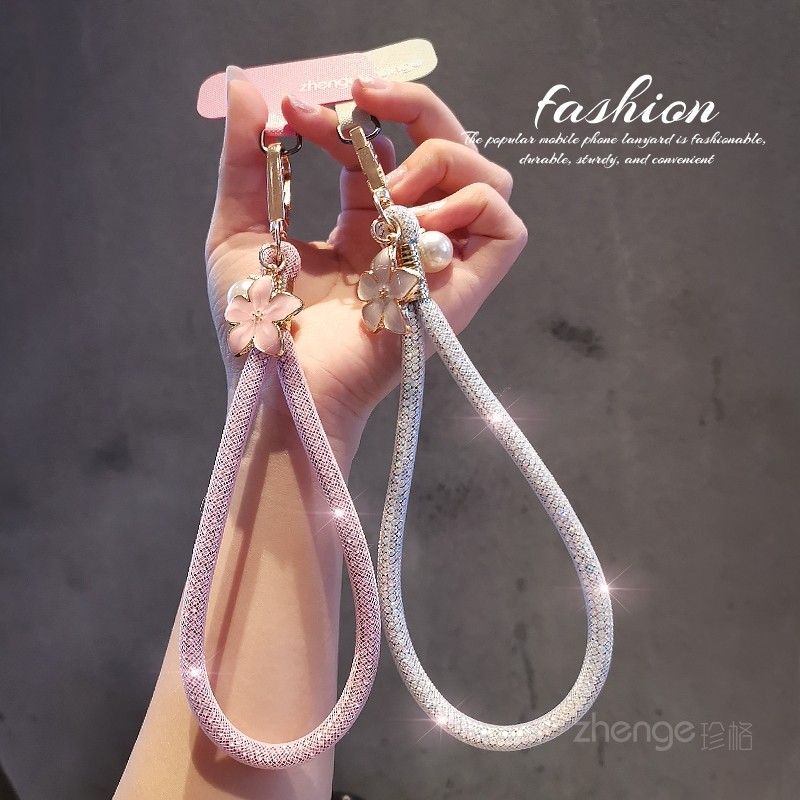 手机挂绳短款网纱水钻手链时尚小香风年华珍珠吊坠相机挂件壳结实,3C数码配件,手机挂件/手机链,淘宝优惠券,粉丝福利购,淘宝优惠卷