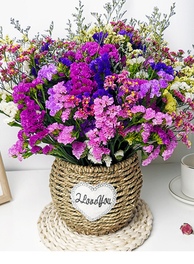 勿忘我含花篮【30枝左右花+送花篮】干花花束真花自然风干家居客