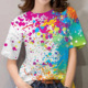 上衣女装 2024跨境夏季 休闲舒适3D数码 印花短袖 女士短袖 T恤时尚