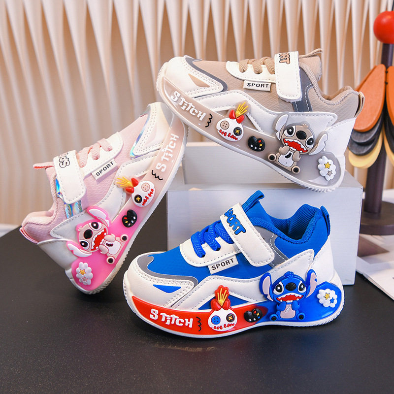 女童卡通学步运动鞋2026春秋款韩版儿童皮面学生跑步鞋男孩休闲鞋