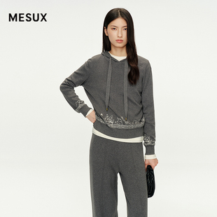 MESUX米岫25秋新疆长绒棉宠物卡通刺绣套头毛针织衫 上衣MNFUE426