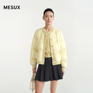 MESUX米岫25冬翠峰绒【轻暖精致】小香风格子短款羽绒服MNWUL208