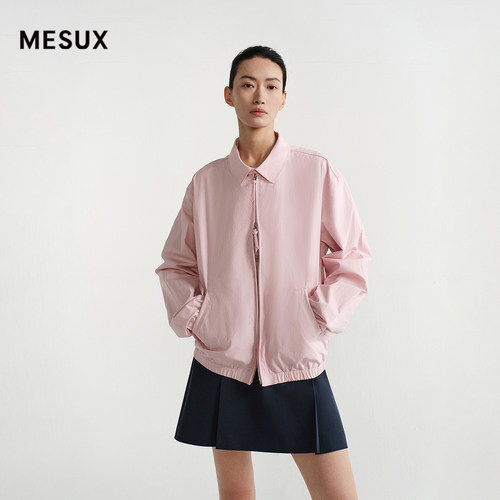 MESUX米岫26春高密100%长绒棉府绸经典小翻领宽松外套MOSUH101