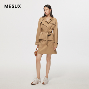短风衣女MMSUG102 设计卡其色猎装 MESUX米岫新品 时尚
