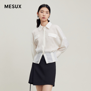 女上衣MLMUC301 长袖 白色衬衫 蝙蝠袖 MESUX米岫 日本进口面料