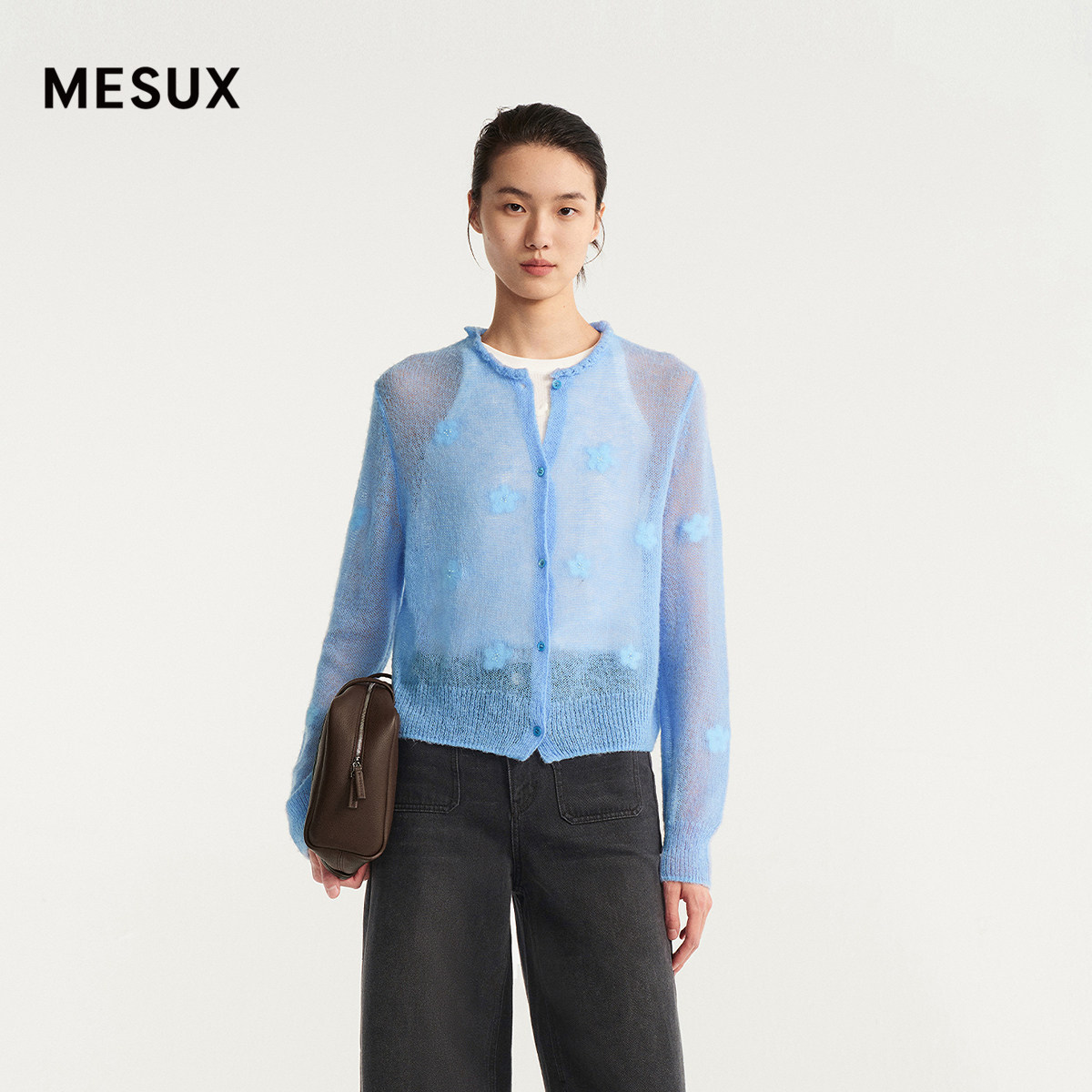 MESUX米岫26秋毛毡针刺花朵手工钉珠开衫MOFUE514/套头衫MOFUE407