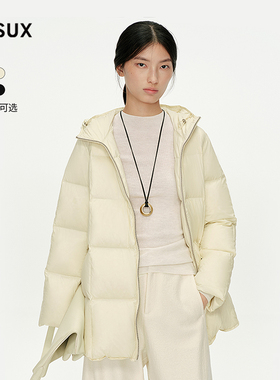 MESUX米岫25冬量感暖核3D立裁零压感连帽中长鹅绒羽绒服MNWUL509