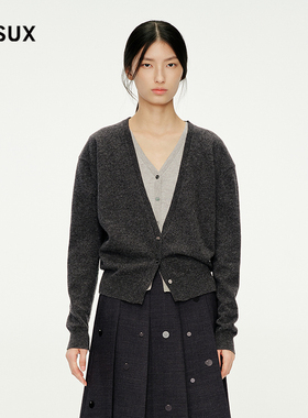 [李小冉同款]MESUX米岫25冬迪木尔风V领长袖针织开衫毛衣MNWUE503