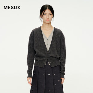 针织开衫 MESUX米岫25冬迪木尔风V领长袖 毛衣MNWUE503 李小冉同款