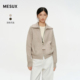 MESUX米岫25冬美丽诺羊毛复古花纱粗针螺纹双开拉链毛衣MNWUE509