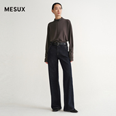 MESUX米岫25冬丹宁原色复古撞色辑线中腰直筒牛仔裤 MNWUR414