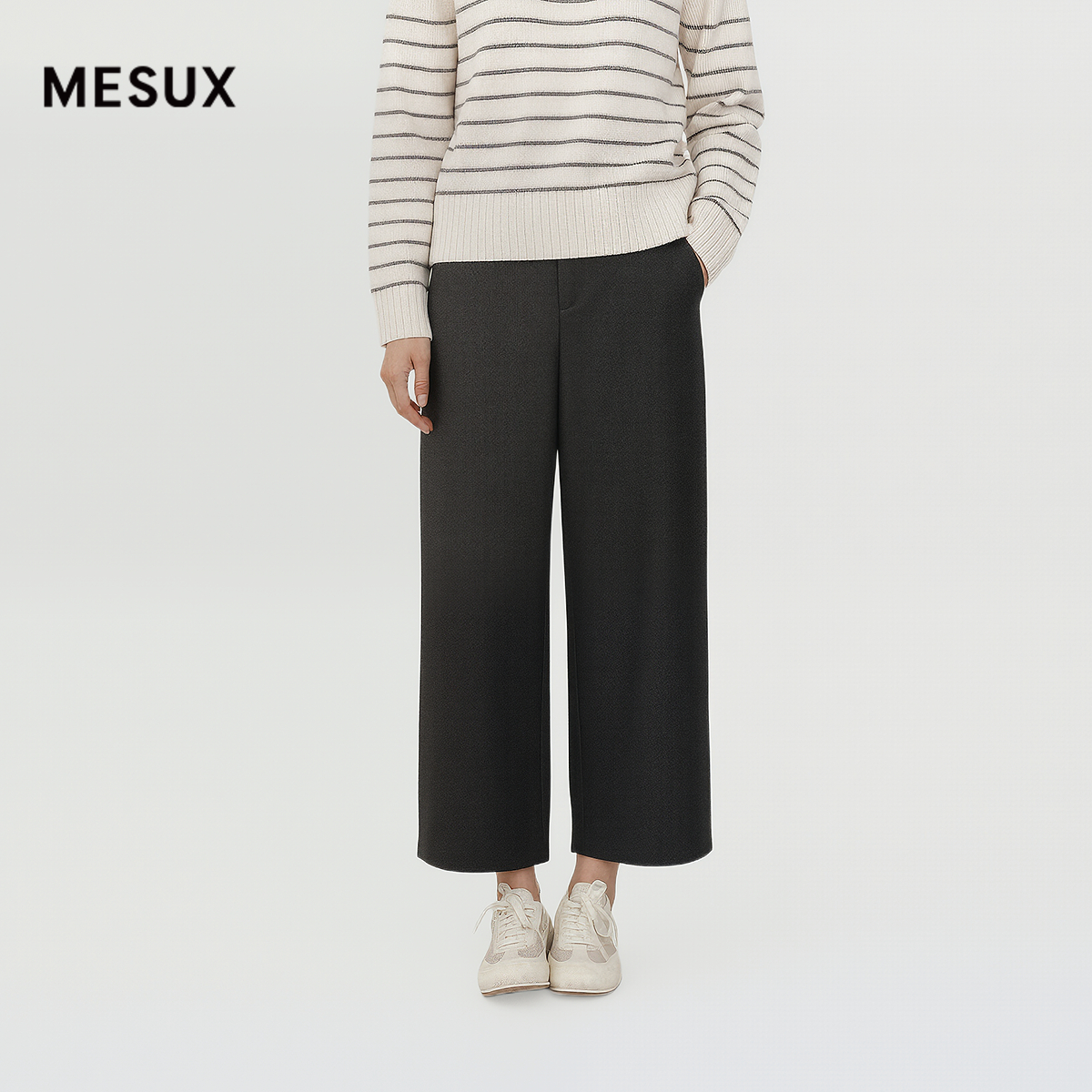 MESUX米岫25秋迪木尔风微弹直筒裤阔腿裤九分休闲裤长MNFPQ701