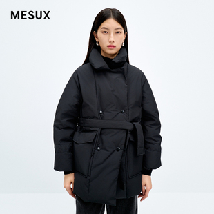 MESUX米岫90%白鹅绒翻领系带羽绒服面包服外套女装 MMWUL505