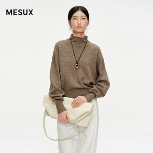 MESUX米岫25冬绵羊毛牦牛绒混纺高领松弛圆领针织衫 毛衣MNWUE413