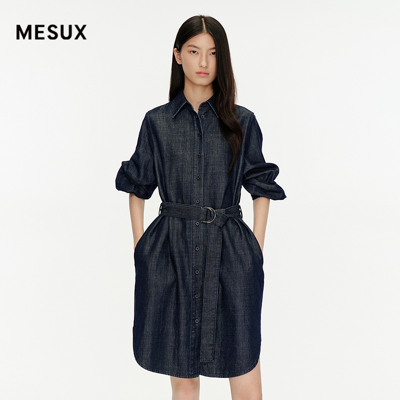 MESUX米岫25秋土耳其牛仔高密斜纹H版型松弛感连衣裙MNFUO601
