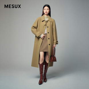 设计含绵羊毛廓形双面呢长大衣女MLWUI305 时尚 MESUX米岫冬季 新品