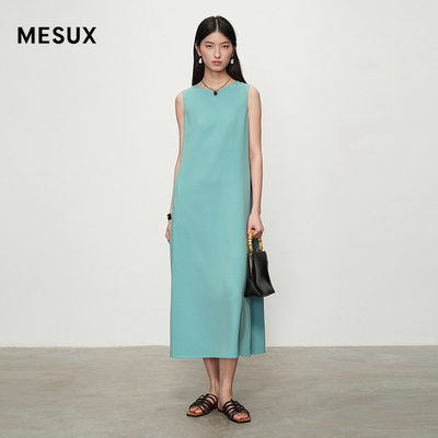 MESUX米岫醋纤中式垂坠宽松中长连衣裙MNSUO301