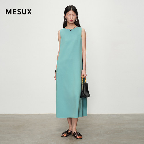 MESUX米岫醋纤中式垂坠宽松中长连衣裙MNSUO301