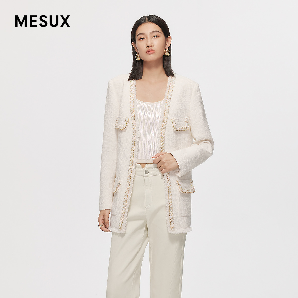 MESUX米岫新品时尚设计小香风直身外套女MMSUH603