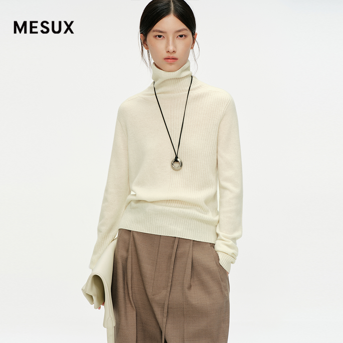 MESUX米岫25冬治愈衫系列康赛妮羊绒百搭高领打底羊绒衫MNWUE429